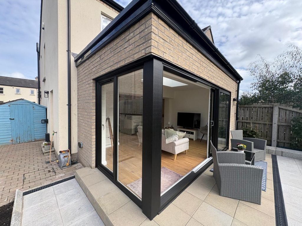 Brick corner and glazing at the Ballynahinch sunroom