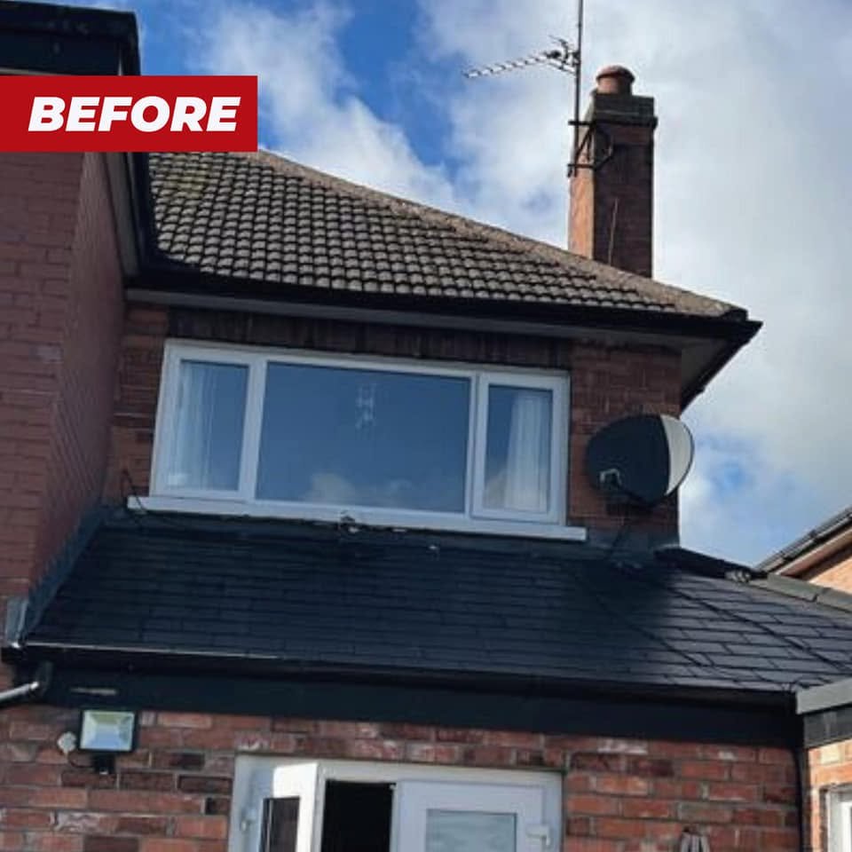 Original first floor window above the rear roof, labelled before
