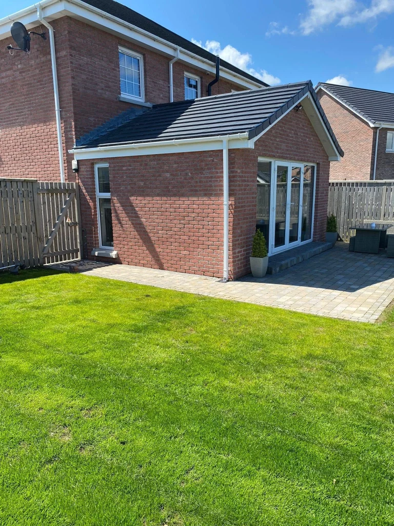 Side elevation of the completed extension