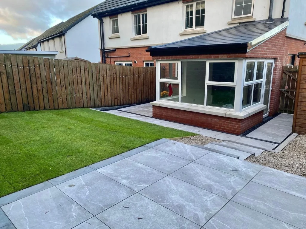 Completed Dundonald sunroom and paved patio