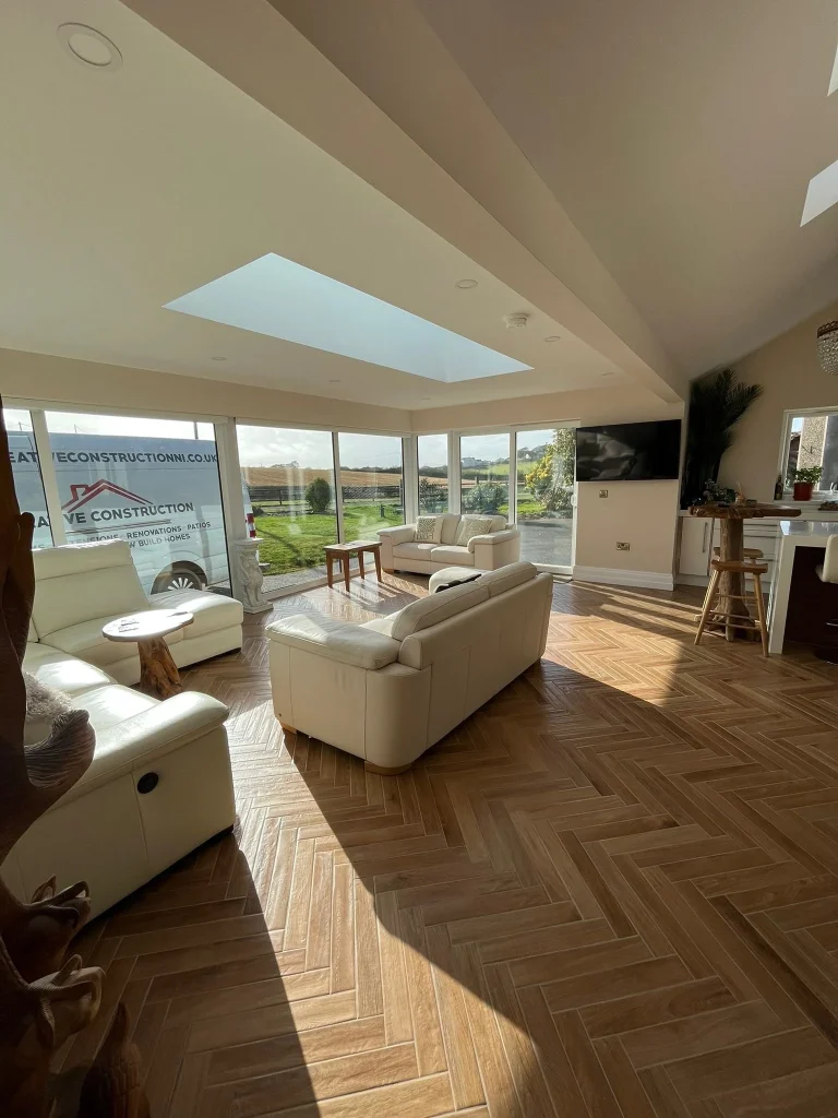Living area with a wide garden view