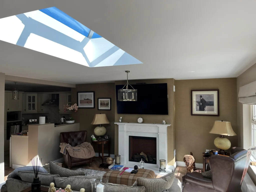 Finished living space beneath a glazed roof lantern
